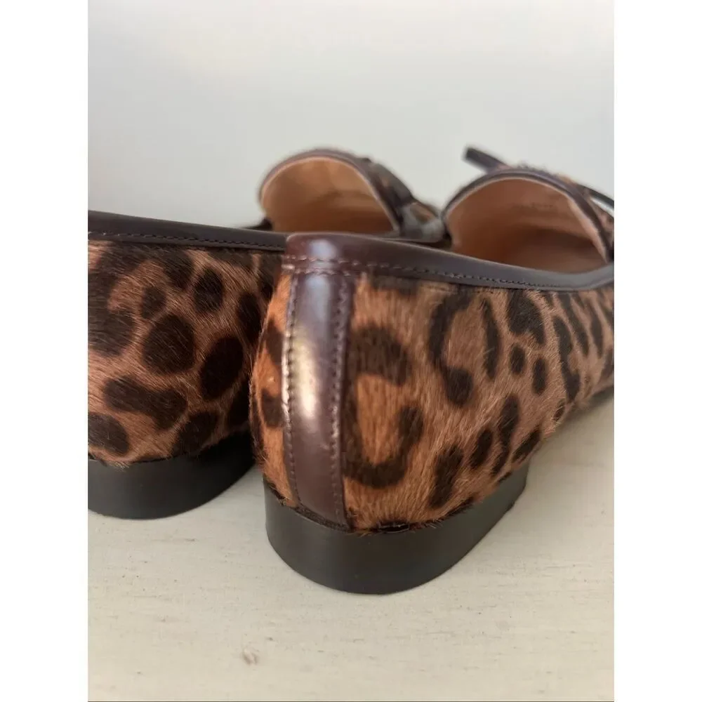 J Crew Academy Calf Hair Leather Loafers leopard - sz 5